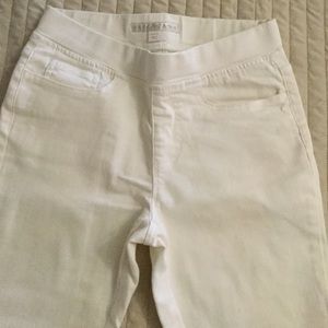 White slim leg jeans.